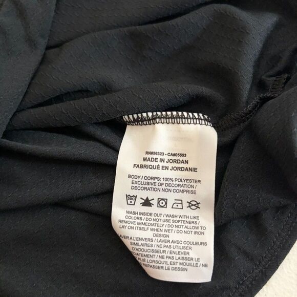 Nike T-Shirt Women's Large Black Textured Dri-Fit Double V Short Sleeve Active - Picture 7 of 9